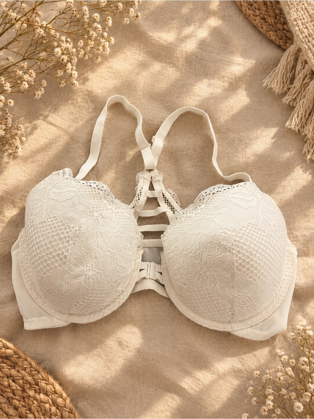 Auden Cream Lace Strappy Push-Up Bra